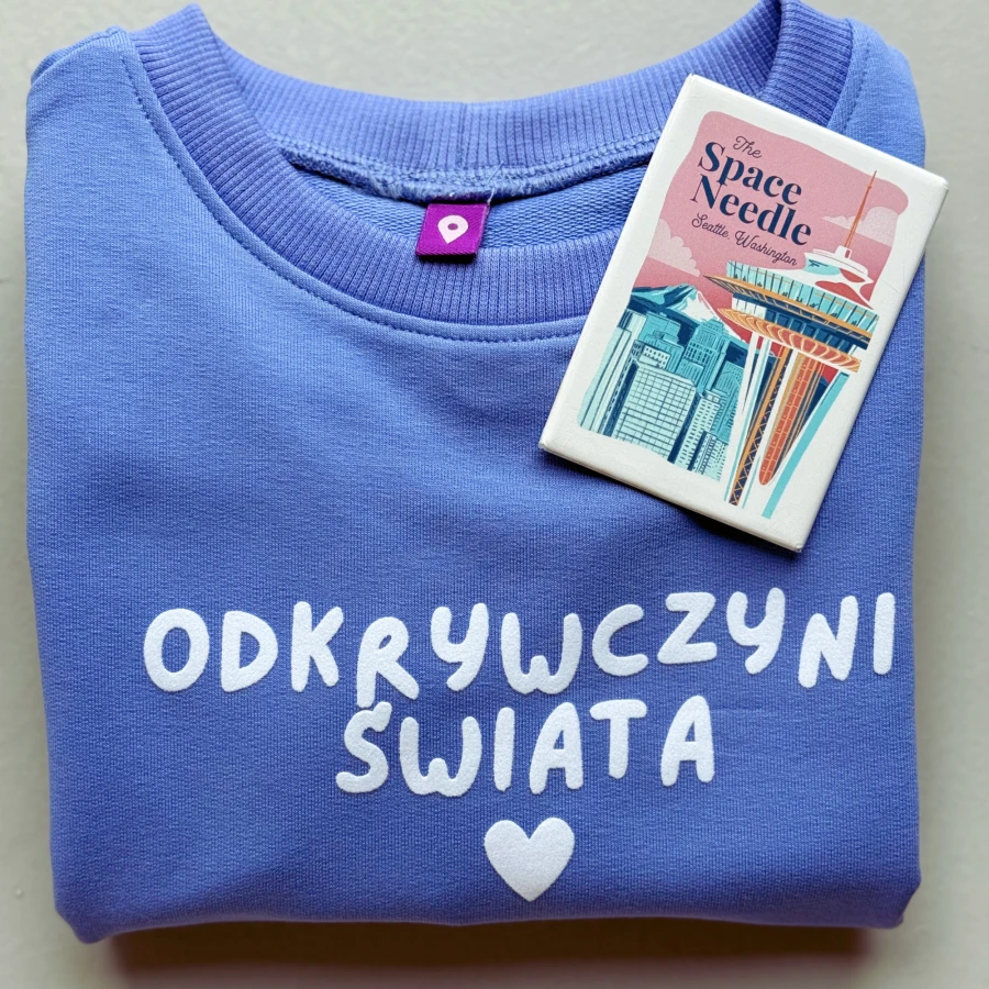 Bluza dla dziewczynki odkrywczyni świata lawendowa