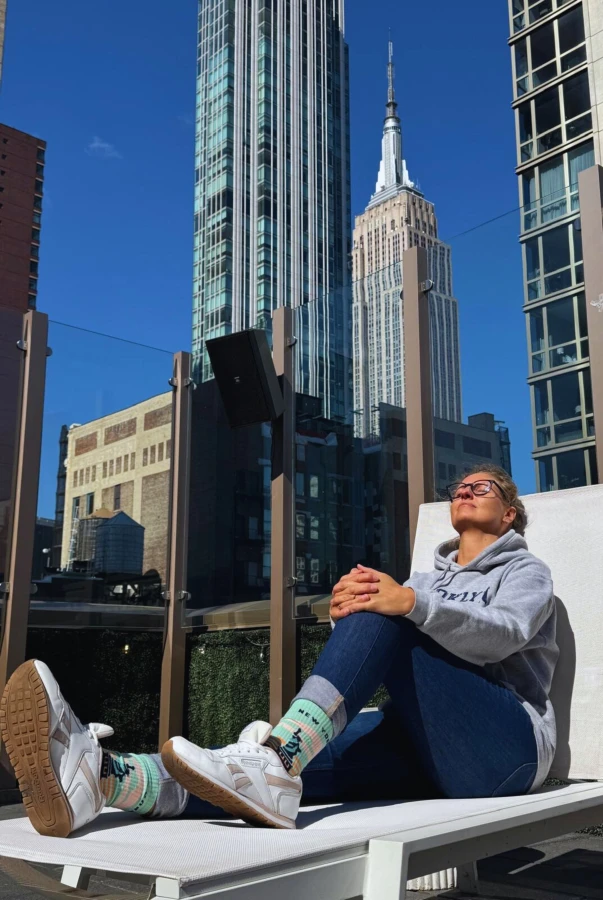Skarpetki Nowy Jork USA statua wolności kolorowe na tle Empire State Building