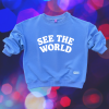 Bluza dla dziecka SEE THE WORLD dla małego odkrywcy świata rodzinne podróże po świecie rodzina matchy dziecko kolor lawenda