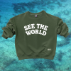 Bluza dla dziecka SEE THE WORLD dla małego odkrywcy świata rodzinne podróże po świecie rodzina matchy dziecko kolor zielony