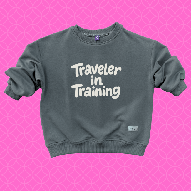 Bluza dziecięca oversize Traveler in training w kolorze szarym dla dziecka wygodna bluza bawełniana