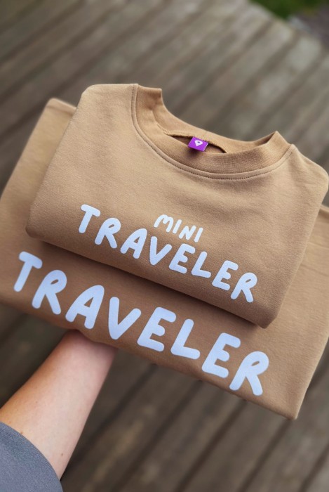 Bluzy dla mamy i dziecka podróżnicze z napisami personalizowanymi wpisz swój własny napis
