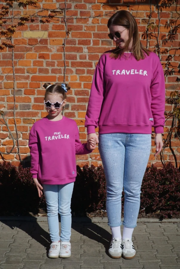 Bluzy dla mamy i córki matchy-matchy wybierz swój napis podróże wyjazdy TRAVELER i MINI TRAVELER