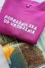 Bluza dla podróżników dla dziewczynki w kolorze magenta PODRÓŻNICZKA OD URODZENIA