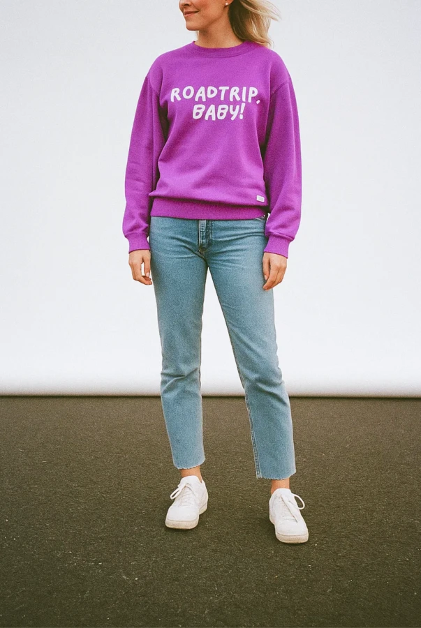 Bluza damska podróżnicza z napisem ROADTRIP BABY dla miłośniczek roadtripów wyjazdów Stanów Zjednoczonych USA podróże