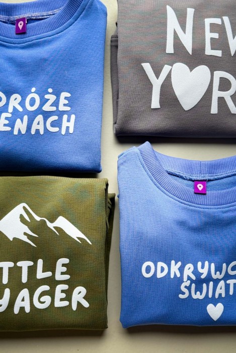 Bluzy podróżnicze dla dzieci biebieska szara i zielona