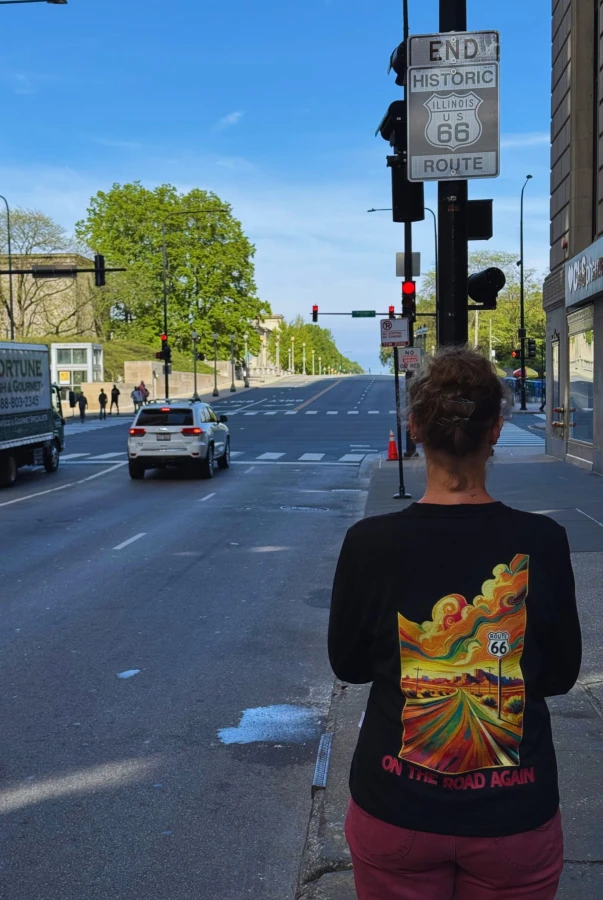 Damski longsleeve na prezent dla miłośniczki route 66 i fanów Stanów Zjednoczonych