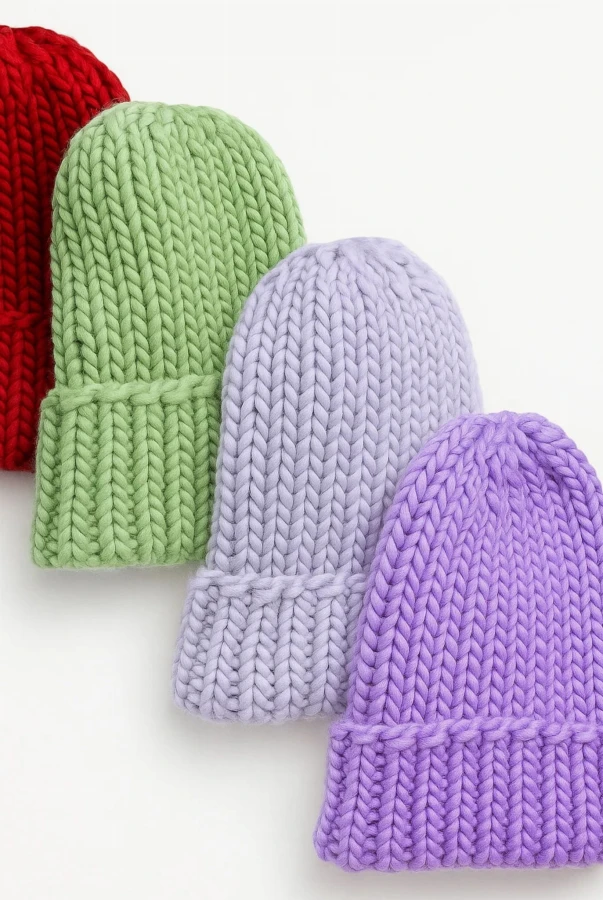 Czapka handmade z Merino, kolor fiolet, ciepła i oddychająca, produkt limitowany