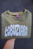 Bluza dziecięca dla małego łobuziaka zielona z napisem ŁOBUZIARA bawełna polska produkcja oversize