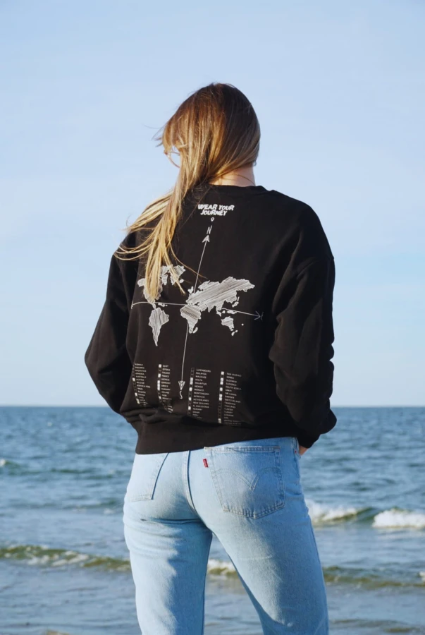 Bluza oversize unisex dla podróżnika zaznaczanie odwiedzonych krajów podróże zwiedzanie świata samodzielnie zaznacz odwiedzone miejsca