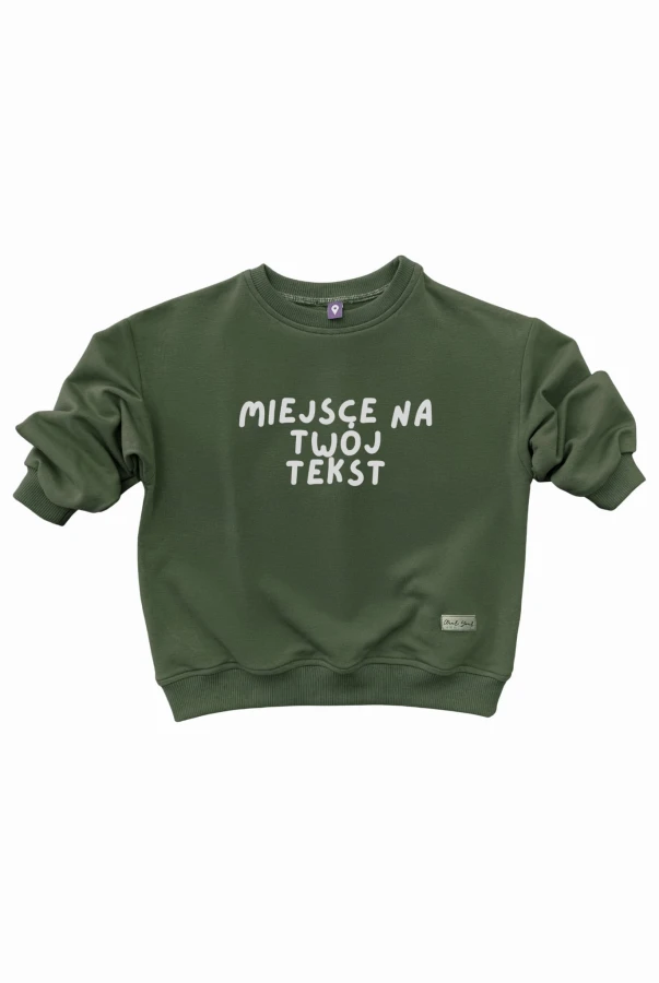Bluza dziecięca oversize personalizowana z własnym napisem w kolorze zielonym biały napis