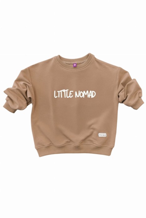 Kawowa dziecięca bluza oversize LITTLE NOMAD dla rodzin kochających podróże zwiedzanie świata i wyjazdy