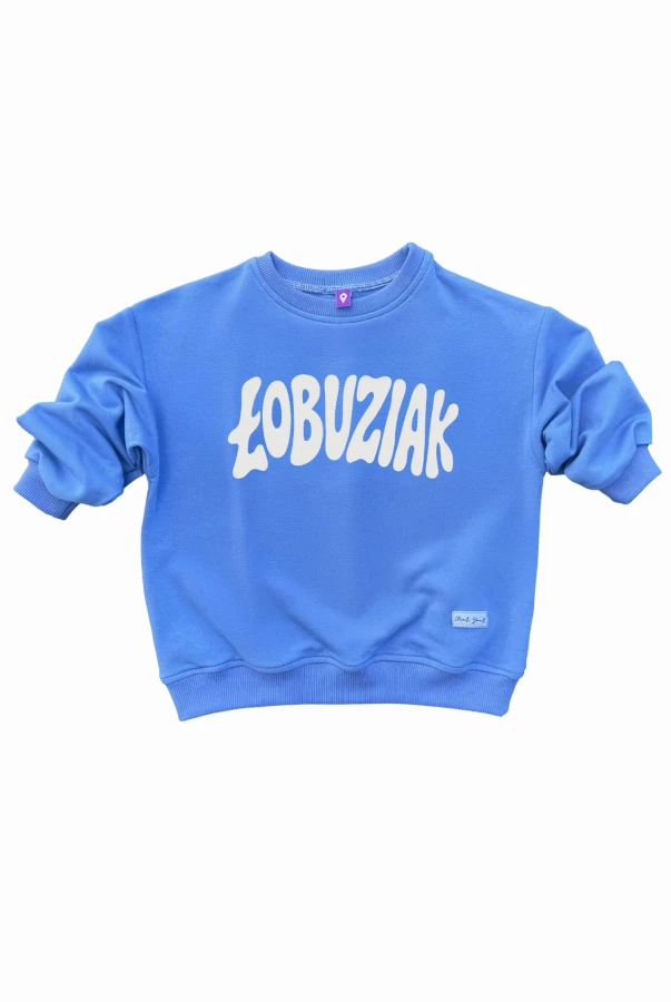 Dziecięca bluza oversize z napisem ŁOBUZIAK dla małego urwisa rodzinne podróże bawełna polska marka