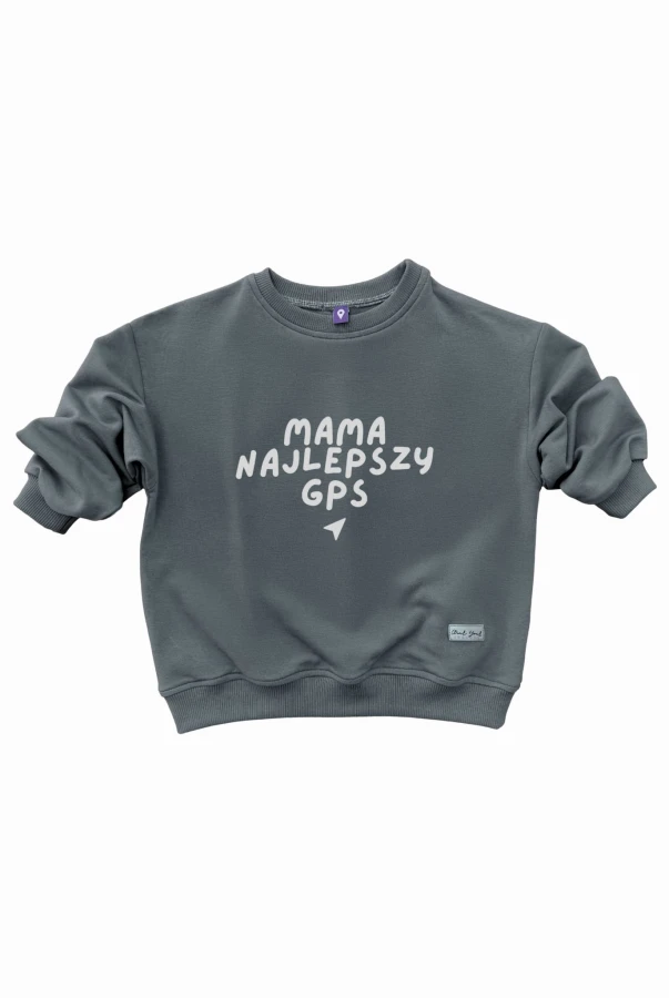 Bluza dziecięca oversize Mama najlepszy GPS podróże szara
