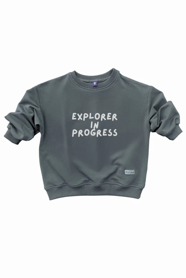 Bluza dziecięca oversize Explorer in progress w kolorze ciemnoszarym