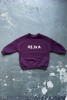 Bluza z napisem HEJKA oversize unisex w wersji matchy matchy dla mamy i dziecka w kolorze bakłażanu