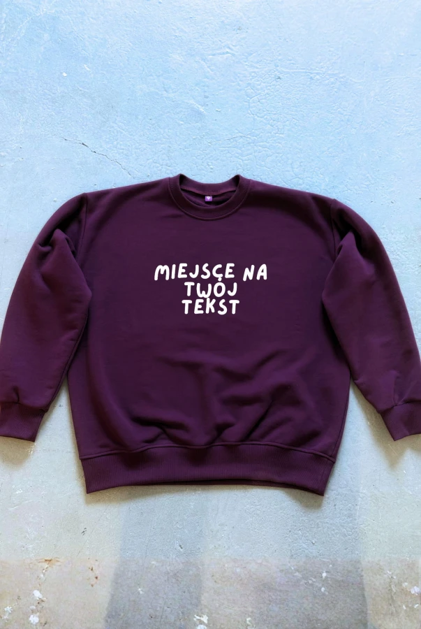 Bluza damska personalizowana stwórz własny napis na bluzie w kolorze bakłażanu