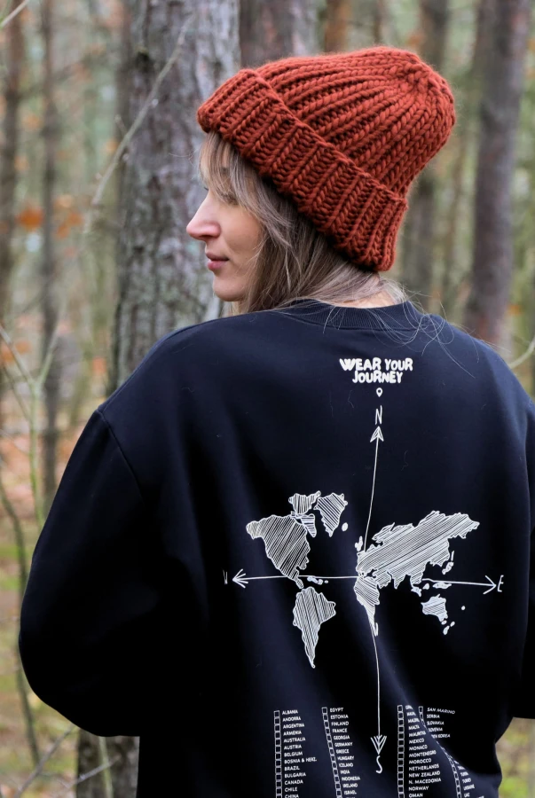 Bluza oversize unisex dla podróżnika zaznaczanie odwiedzonych krajów podróże zwiedzanie świata samodzielnie zaznacz odwiedzone miejsca