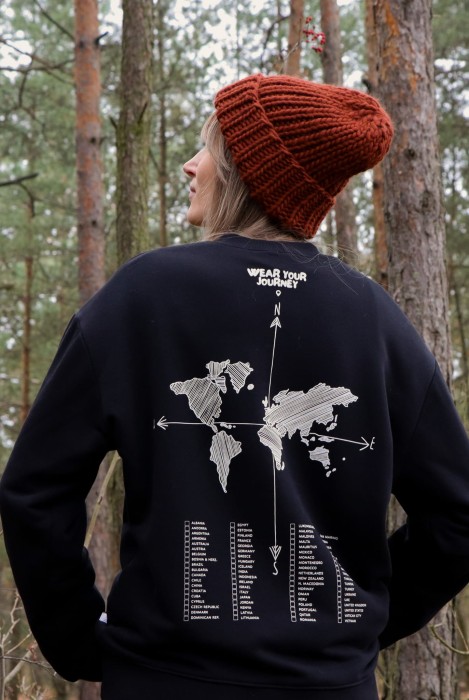 Bluza oversize unisex dla podróżnika zaznaczanie odwiedzonych krajów podróże zwiedzanie świata samodzielnie zaznacz odwiedzone miejsca