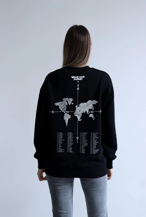 Bluza oversize unisex dla podróżnika zaznaczanie odwiedzonych krajów podróże zwiedzanie świata samodzielnie zaznacz odwiedzone miejsca