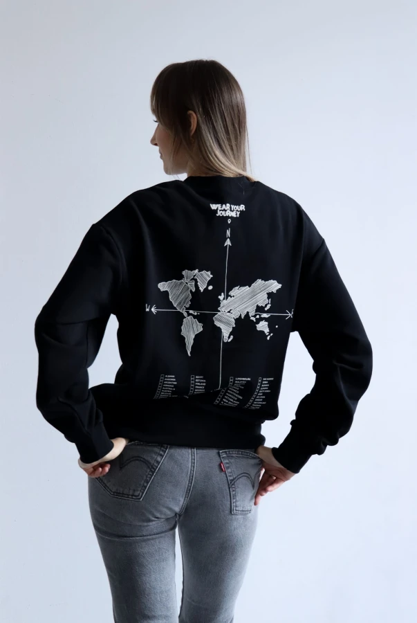 Bluza oversize unisex dla podróżnika zaznaczanie odwiedzonych krajów podróże zwiedzanie świata samodzielnie zaznacz odwiedzone miejsca