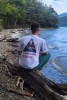 Koszulka podróżnicza dla mężczyzny z motywem szlaku The Narrows w Stanach Zjednoczonych Zion National Park Biała oversize polska produkcja