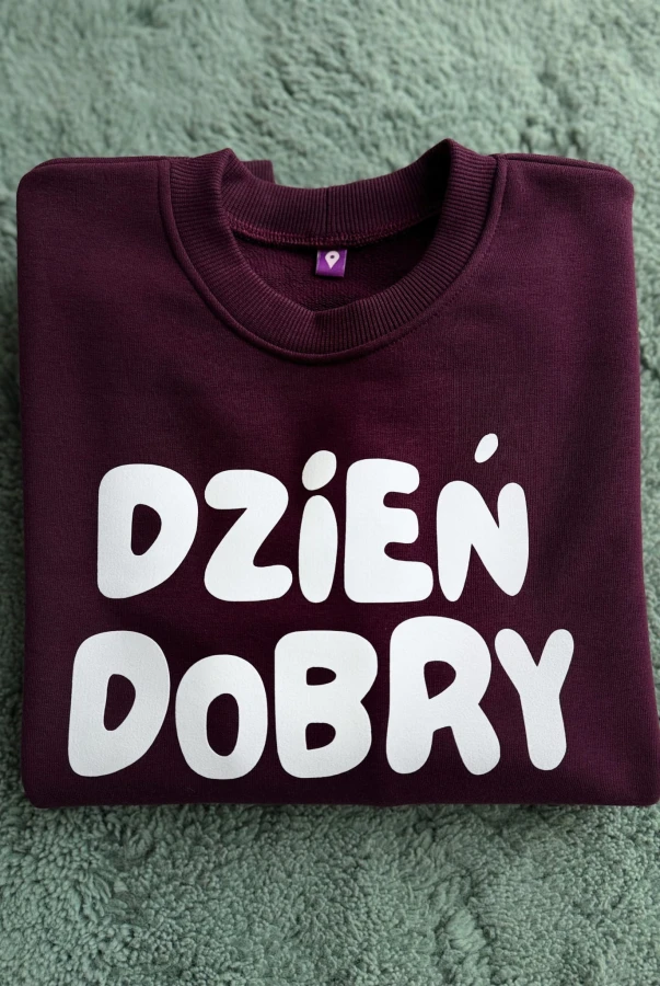 Bluza damska DZIEŃ DOBRY w kolorze bakłażanowym dla podróżniczki podróże wyjazdy