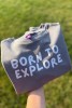 Bluza dla dziecka BORN TO EXPLORE w kolorze szarym dla małego podróżnika oversize
