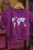 Bluza dziecięca mapa świata Wear Your Journey w kolorze kawowym oversize podróże rodzinne podróżowanie