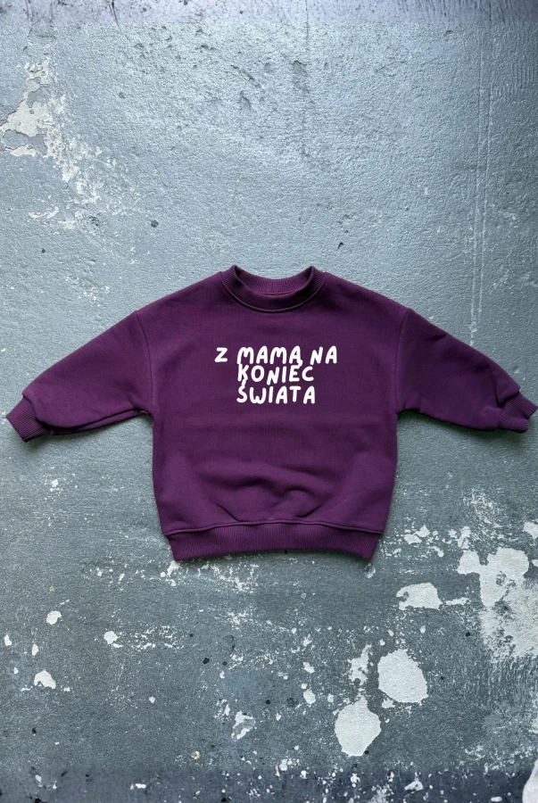 Bluza dziecięca oversize Z mamą na koniec świata podróże zielona polska produkcja