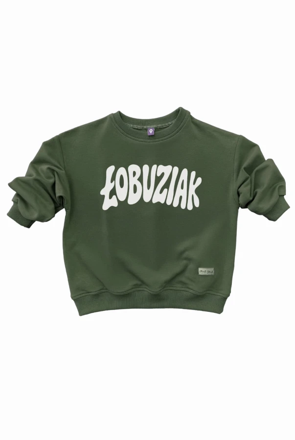 Dziecięca bluza oversize z napisem ŁOBUZIAK dla małego urwisa rodzinne podróże bawełna polska marka