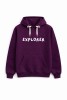 Bluza unisez z kapturem EXPLORER w kolorze bakłażanowym dla podróżników podróże wyjazdy