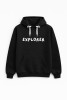Bluza unisez z kapturem EXPLORER w kolorze czarnym dla podróżników podróże wyjazdy