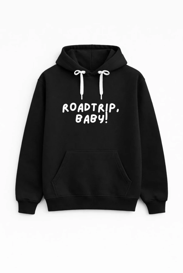 Bluza unisez z kapturem ROADTRIP BABY w kolorze czarnym dla podróżników podróże wyjazdy