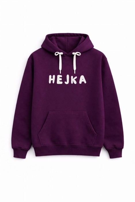 Bluza unisex z kapturem HEJKA w kolorze bakłażanowym dla podróżników podróże wyjazdy