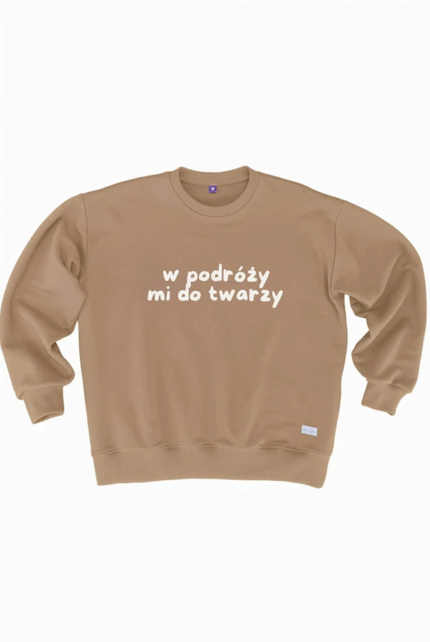 Bluza damska W PODRÓŻY MI DO TWARZY w kolorze kawowym dla podróżniczki podróże wyjazdy