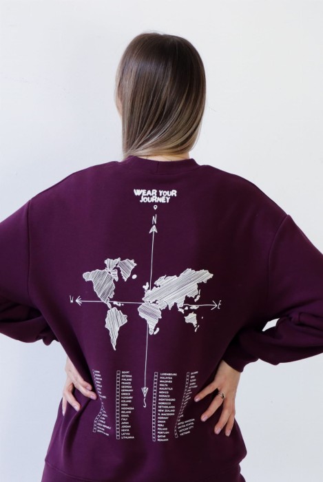 Bluza oversize unisex dla podróżnika zaznaczanie odwiedzonych krajów podróże zwiedzanie świata samodzielnie zaznacz odwiedzone miejsca
