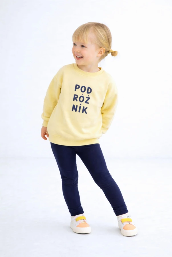 Bluza dla dziecka oversize z napisem PODRÓZNIK dla małego podróżnika bawełna polska produkcja podróże po świecie