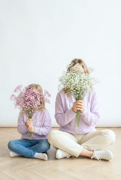 Bluza damska i dziecięca personalizowana TWÓJ NAPIS w opcji matchy matchy mama dziecko w kolorze liliowym wpisz swój napis