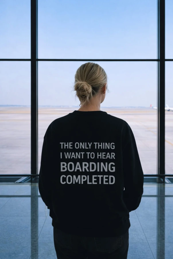 Bluza damska Boarding completed dla podróżników kochających podróże lotnisko