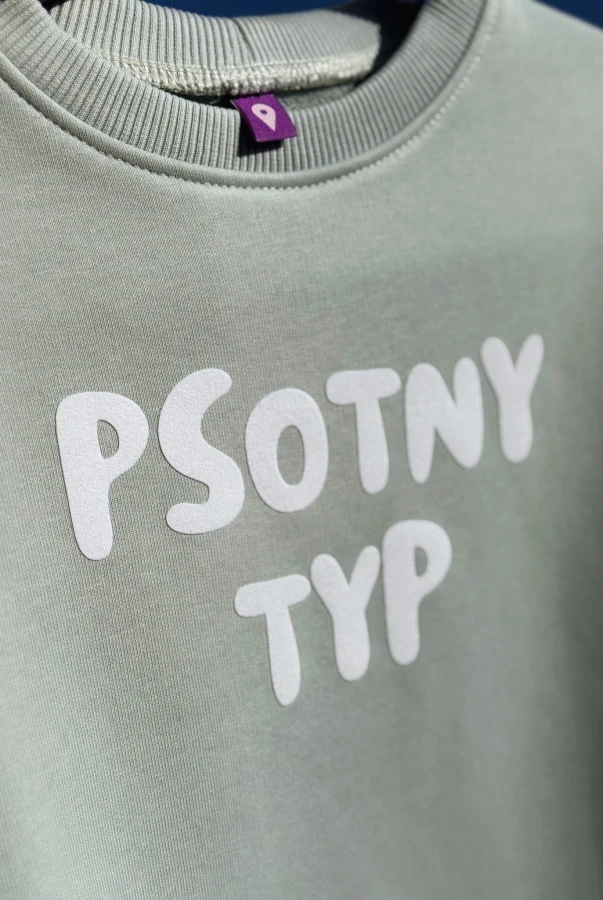 Bluza dla dziecka z napisem PSOTNY TYP w kolorze miętowym oversize