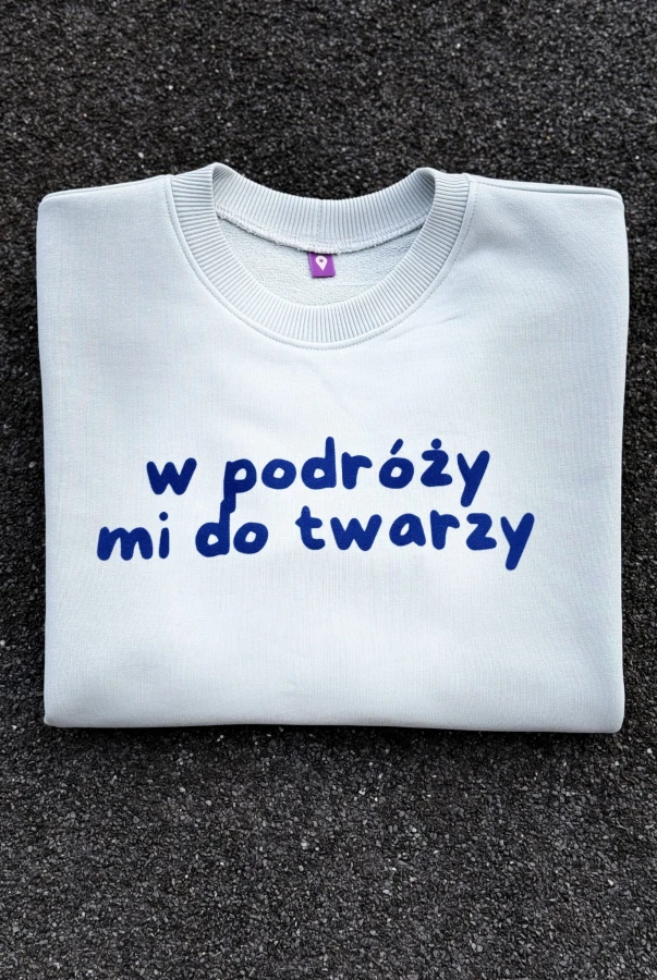 Bluza damska W PODRÓŻY MI DO TWARZY w kolorze miętowym dla podróżniczki podróże wyjazdy