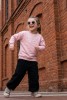 Bluza liliowa dla dziecka z napisem W PODRÓŻY MI DO TWARZY oversize unisex