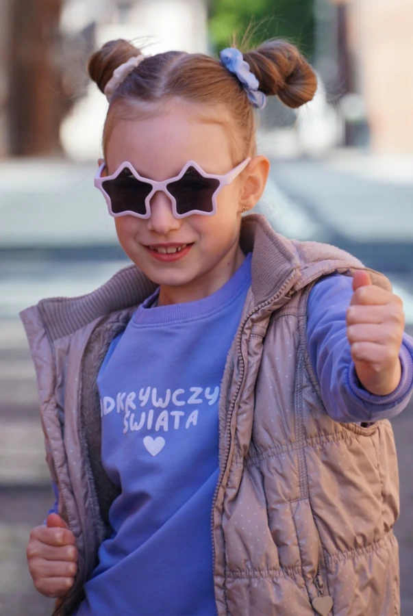 Bluza dla dziewczynki odkrywczyni świata niebieska podróże dziecko wyjazdy