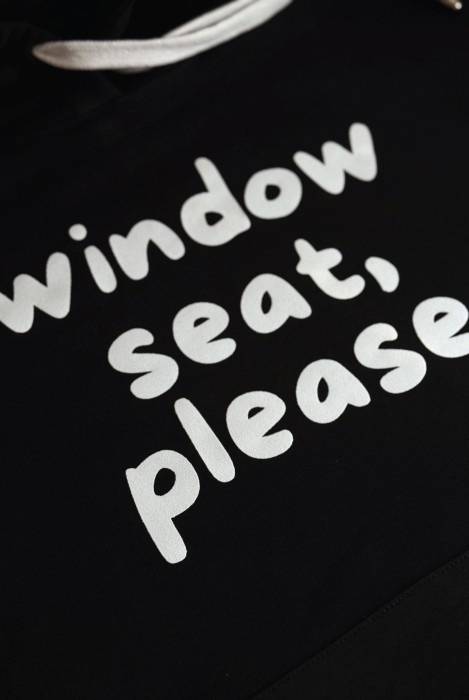 Bluza unisex z kapturem Window seat please w kolorze czarnym dla podróżników podróże wyjazdy