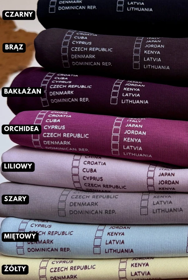 Zaznacz swoje podróże na bluzie - 76 państw do odhaczenia - podróże wszystkie kolory porównanie