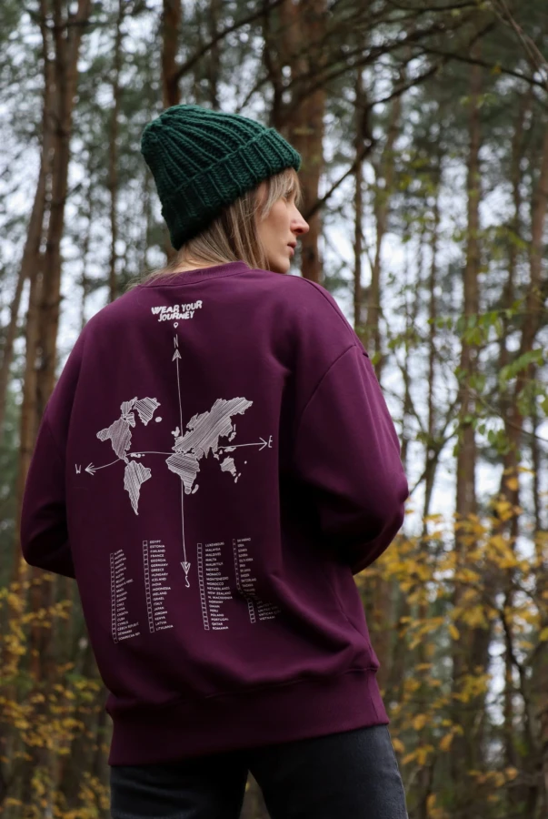 Bluza oversize unisex dla podróżnika zaznaczanie odwiedzonych krajów podróże zwiedzanie świata samodzielnie zaznacz odwiedzone miejsca