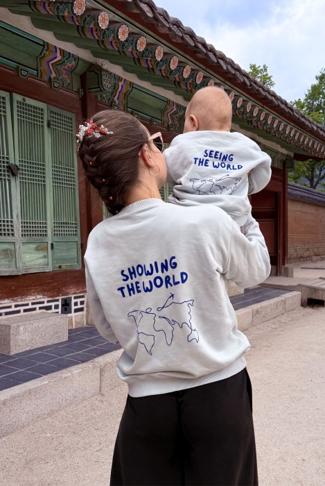 Bluza damska i dziecięca personalizowana TWÓJ NAPIS w opcji matchy matchy mama dziecko w kolorze miętowym wpisz swój napis
