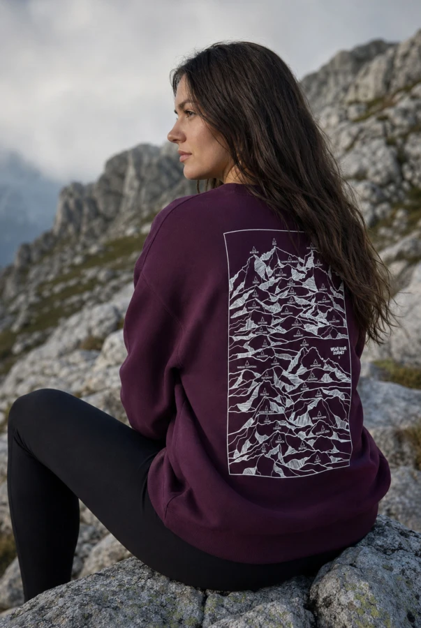 Bluza Zdobyte Szczyty bez kaptura z mapą polskich gór do zaznaczania markerem
