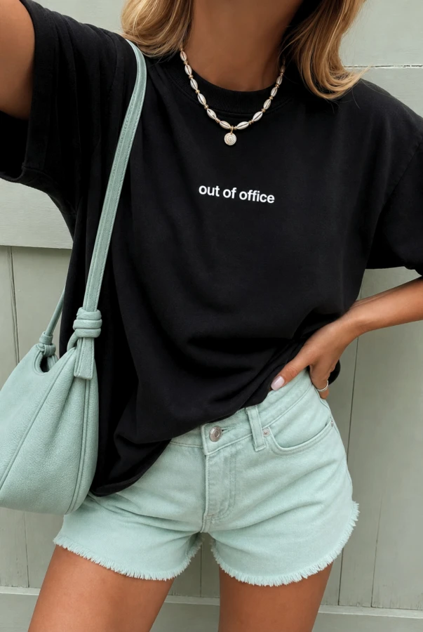 Koszulka na prezent dla podróżnika z napisem out of office czarna koszulka oversize